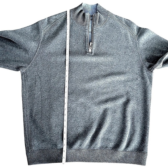 TOMMY BAHAMA Men's 1/4 Zip Long Sleeve Sweater in Dark Gray Cotton Size Medium - Picture 7 of 8